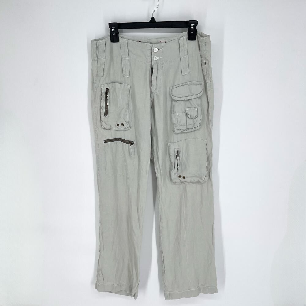 Pete & Greta by Johnny Was NEW Y2K Cargo Pants *READ* Linen Size 6 Pale Green